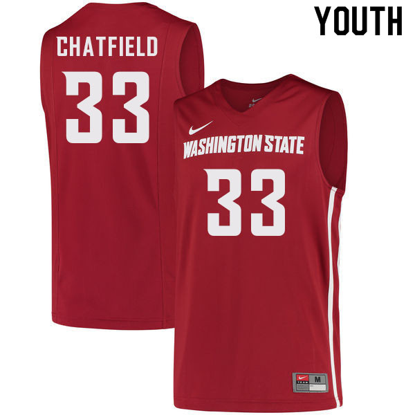 Youth #33 Brandton Chatfield Washington State Cougars College Basketball Jerseys Sale-Crimson